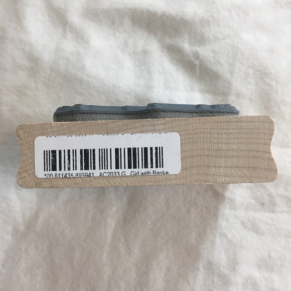 Wood Mounted Girl with Easter Basket Rubber Stamp - Picture 4 of 4